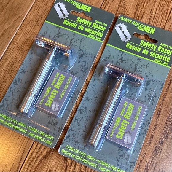 2 Safety Shaving Razor Sets Stainless Steel Shaver Each with 5 Refill Blades NIP - Picture 8 of 14